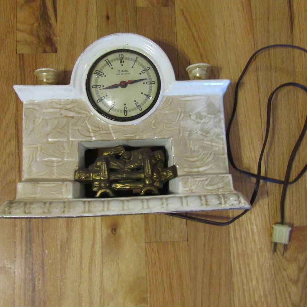 Vintage CERAMIC GIBRALTER MFG CO NO.91 Fireplace Mantle Clock Oxford Self Start